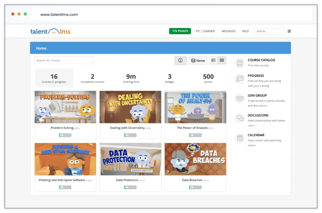 TalentLMS is user-friendly with a drag-and-drop course builder.