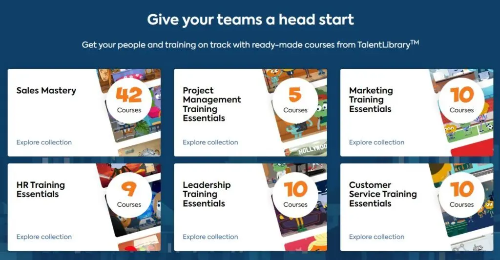 TalentLMS has ready-made courses in its TalentLibrary.