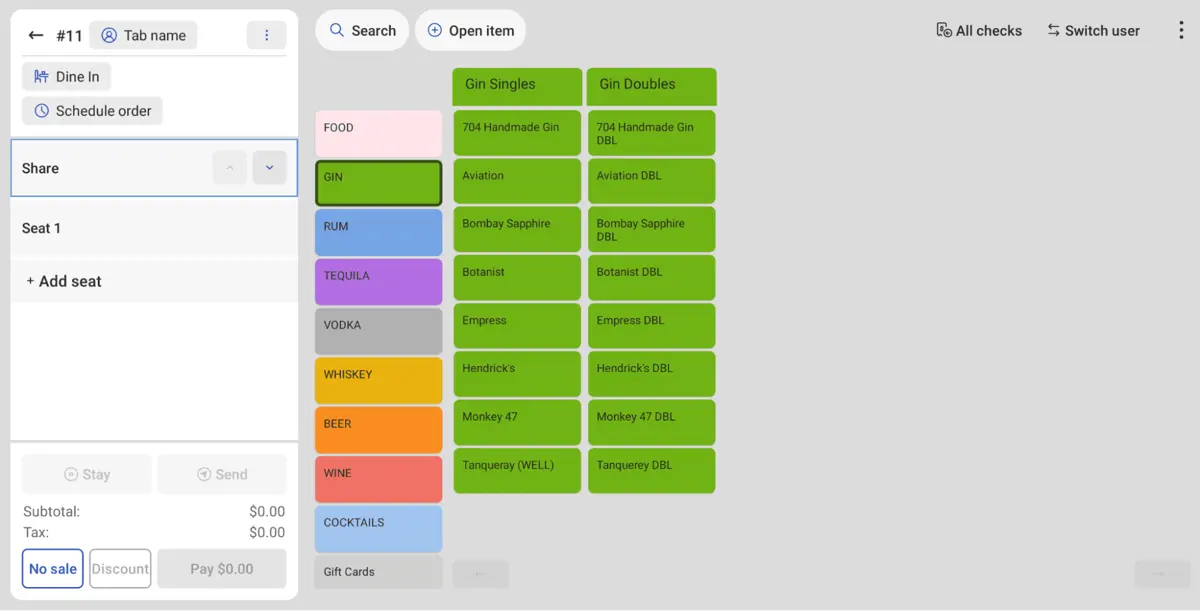 Toast POS makes it easy to organize menu items for easier access on the system.