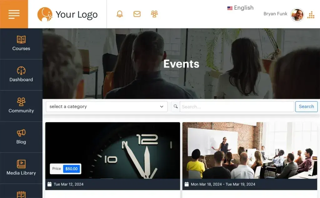 You can manage multiple events with Tovuti LMS.