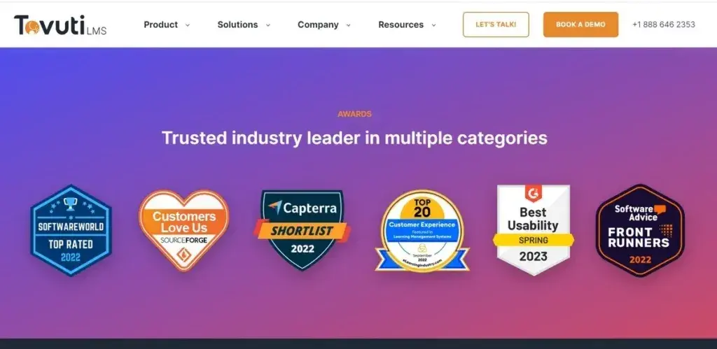 Tovuti LMS is a certified trusted brand.