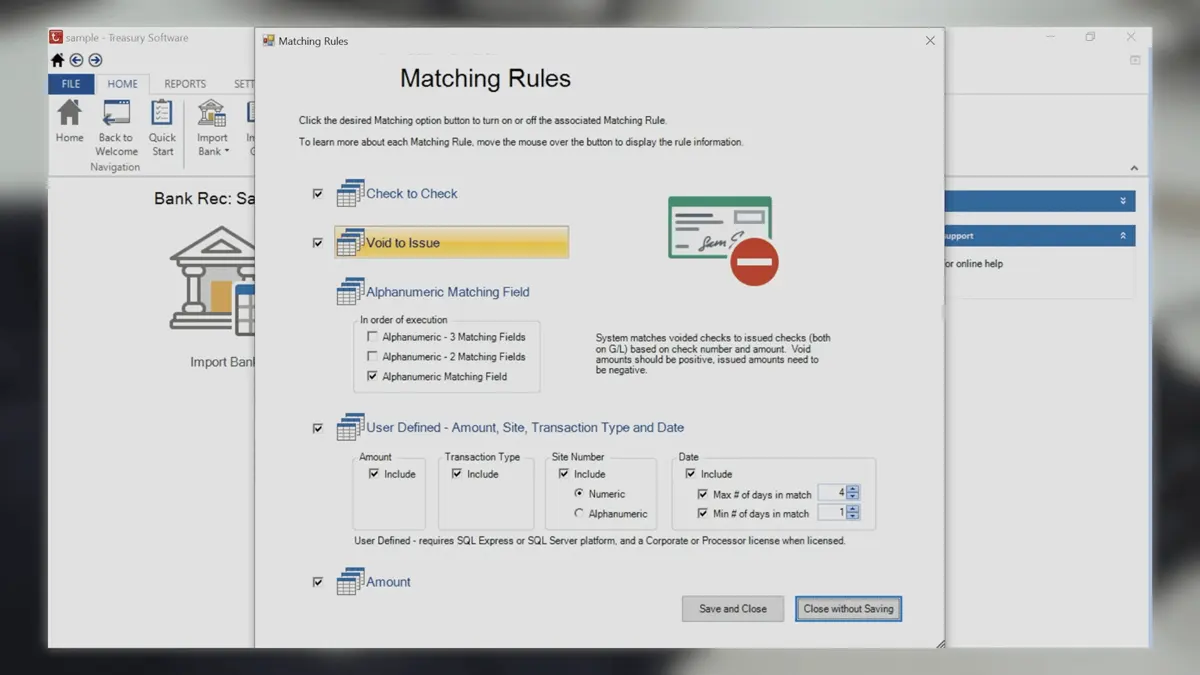 You can apply different sets of matching rules to automate bank reconciliation.