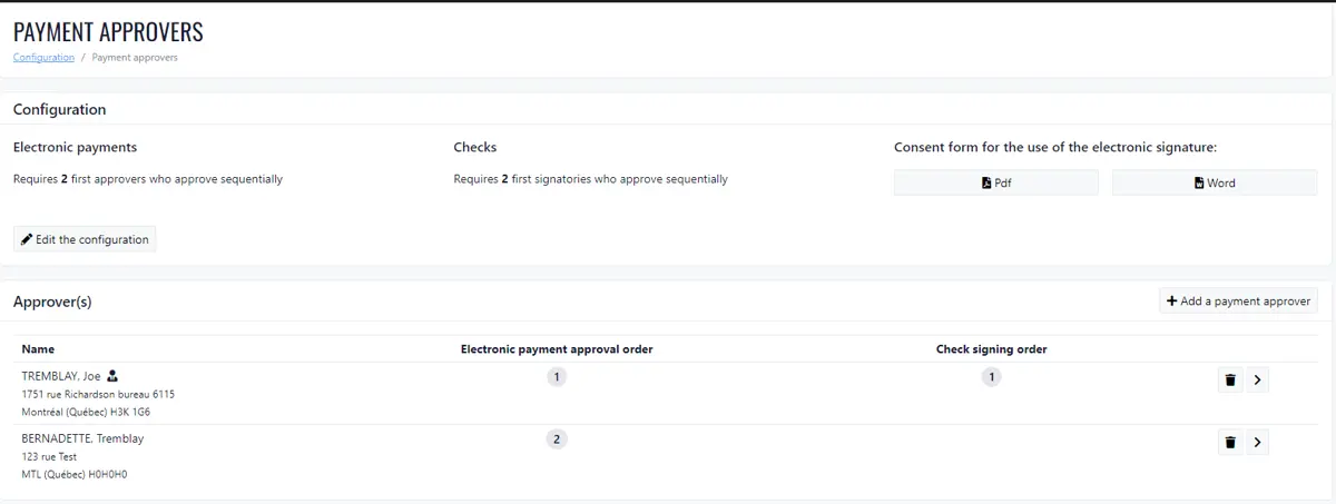 UpperBee dashboard on payment approval