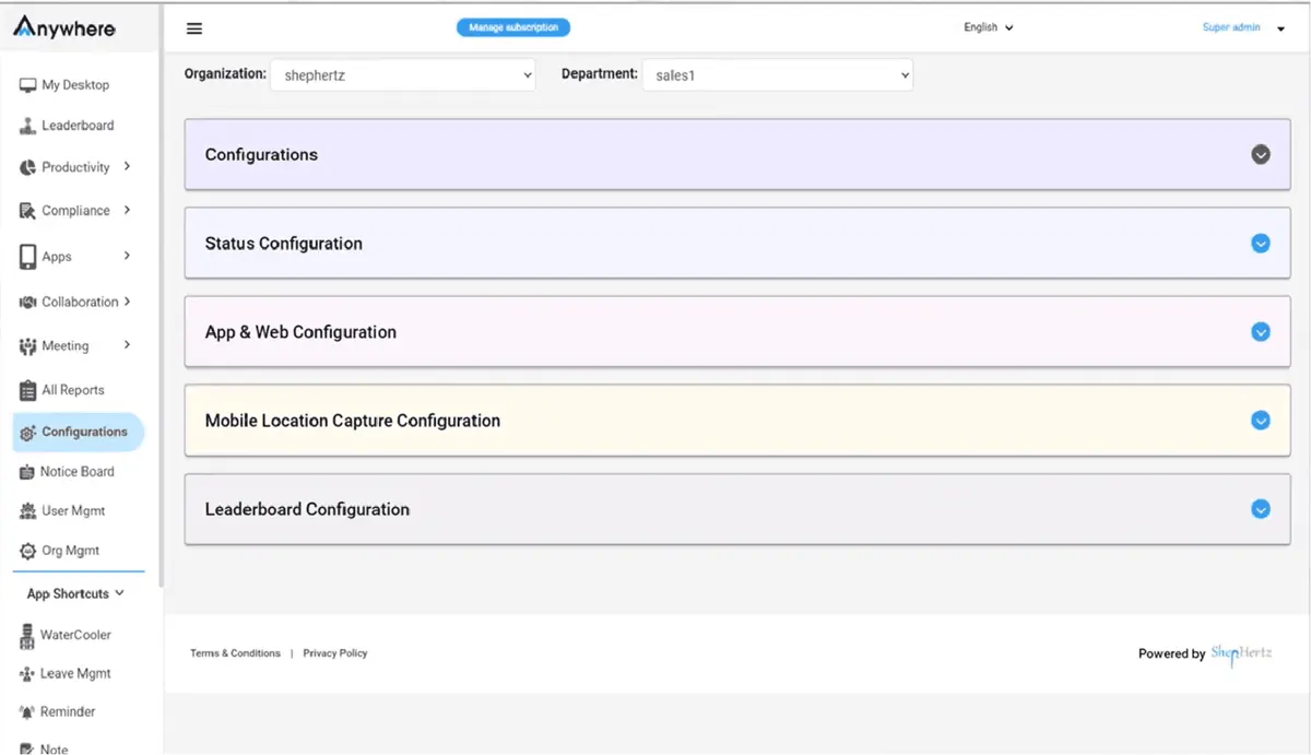 WAnywhere Configuration