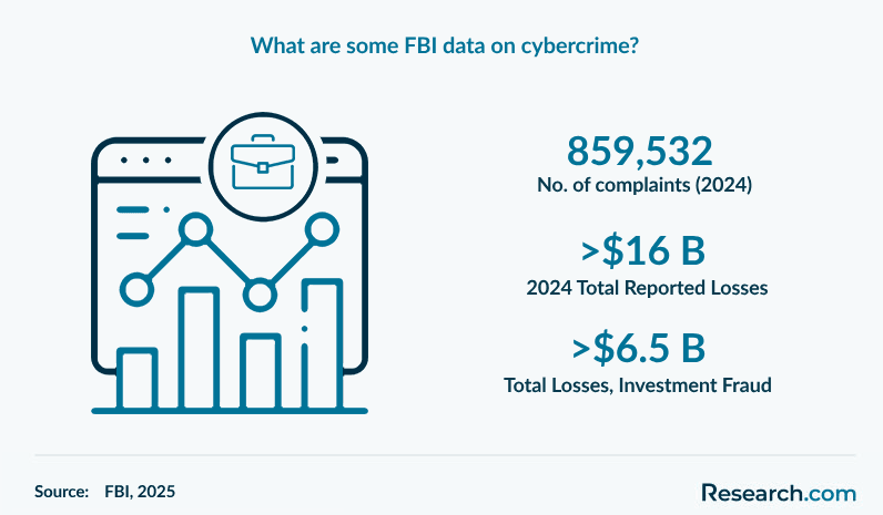 What are some FBI data on cybercrime?