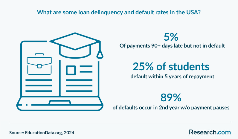 What are some loan delinquency and default rates in the USA?