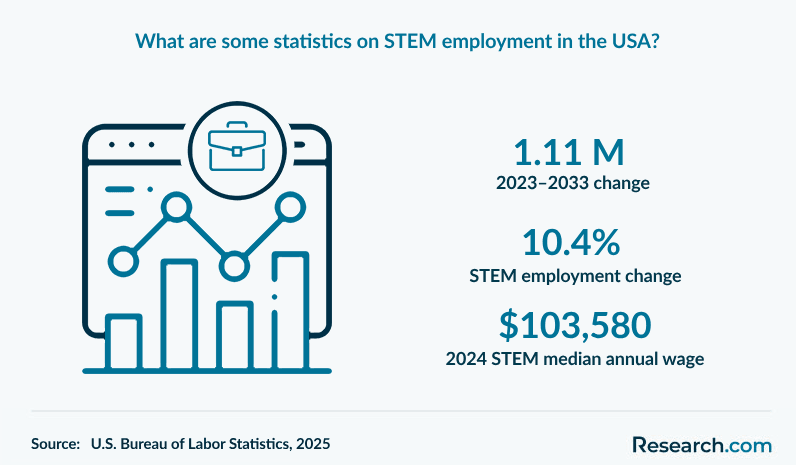 What are some statistics on STEM employment in the USA?