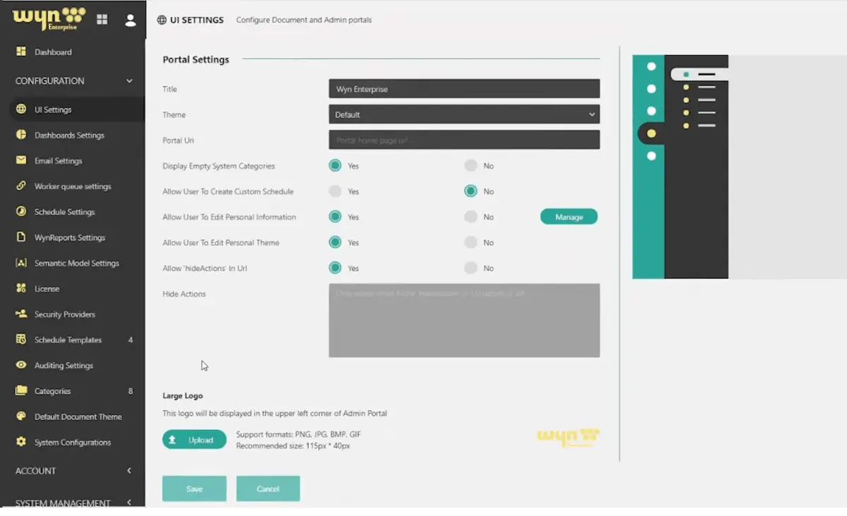 Wyn Enterprise UI configuration