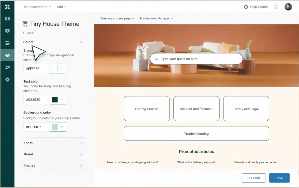 Zendesk theme customization features