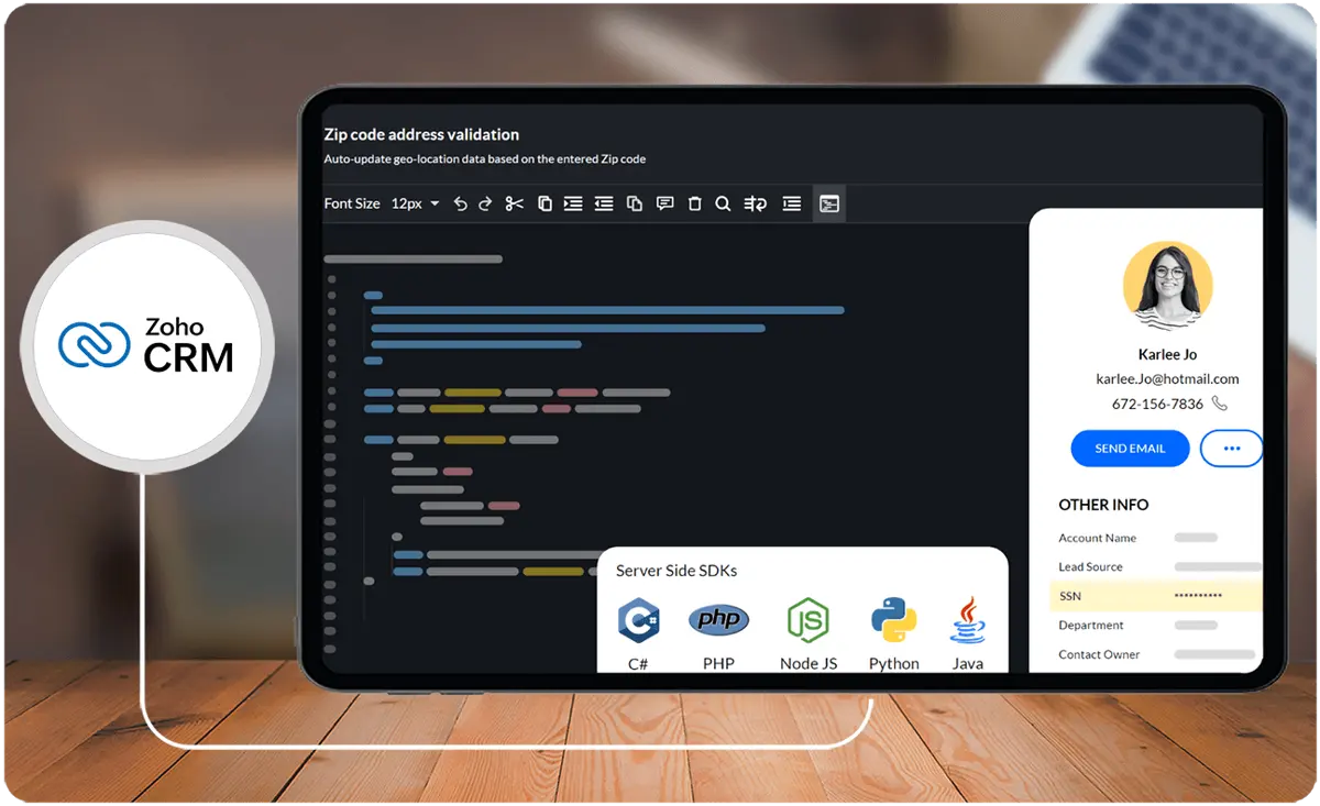 Zoho CRM empowers users with advanced functionalities like background mail triggers, custom alerts, confirmations, and lookup filters.