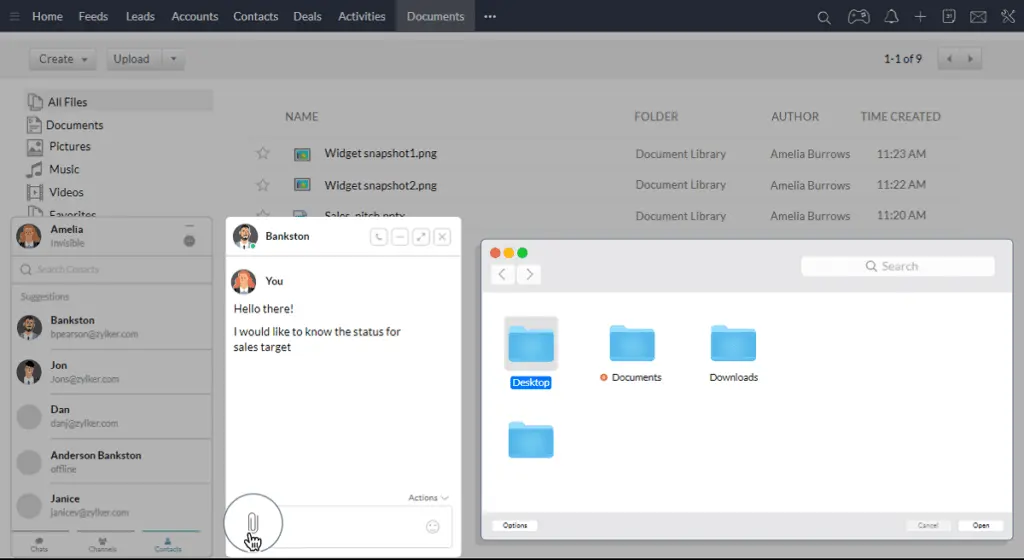 Zoho CRM enables you to create useful Commands and Bots within your chat tools to retrieve CRM records, reports, and analytics, facilitating easy sharing with your teammates.