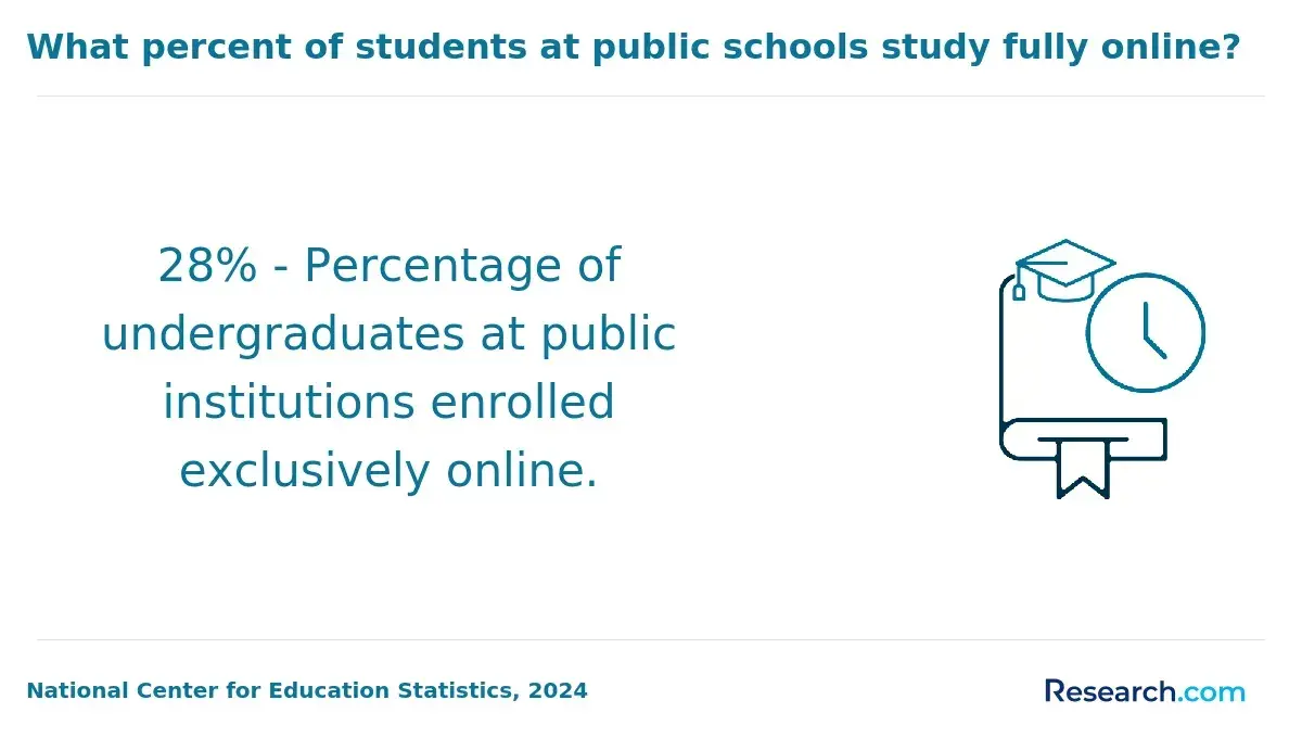 What percent of students at public schools study fully online?