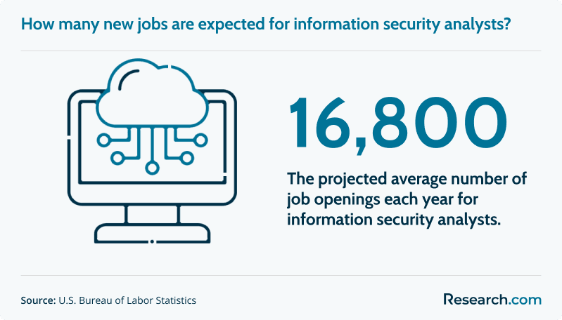 16,800 - The projected average number of job openings each year for information security analysts.