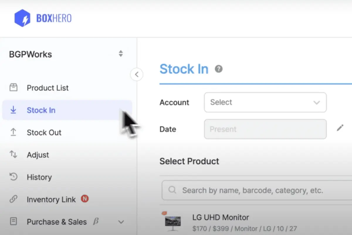 boxhero stock in stock out