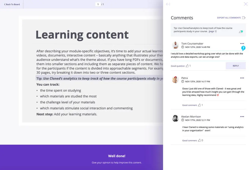 Advanced Collaboration and Comment Features in Claned