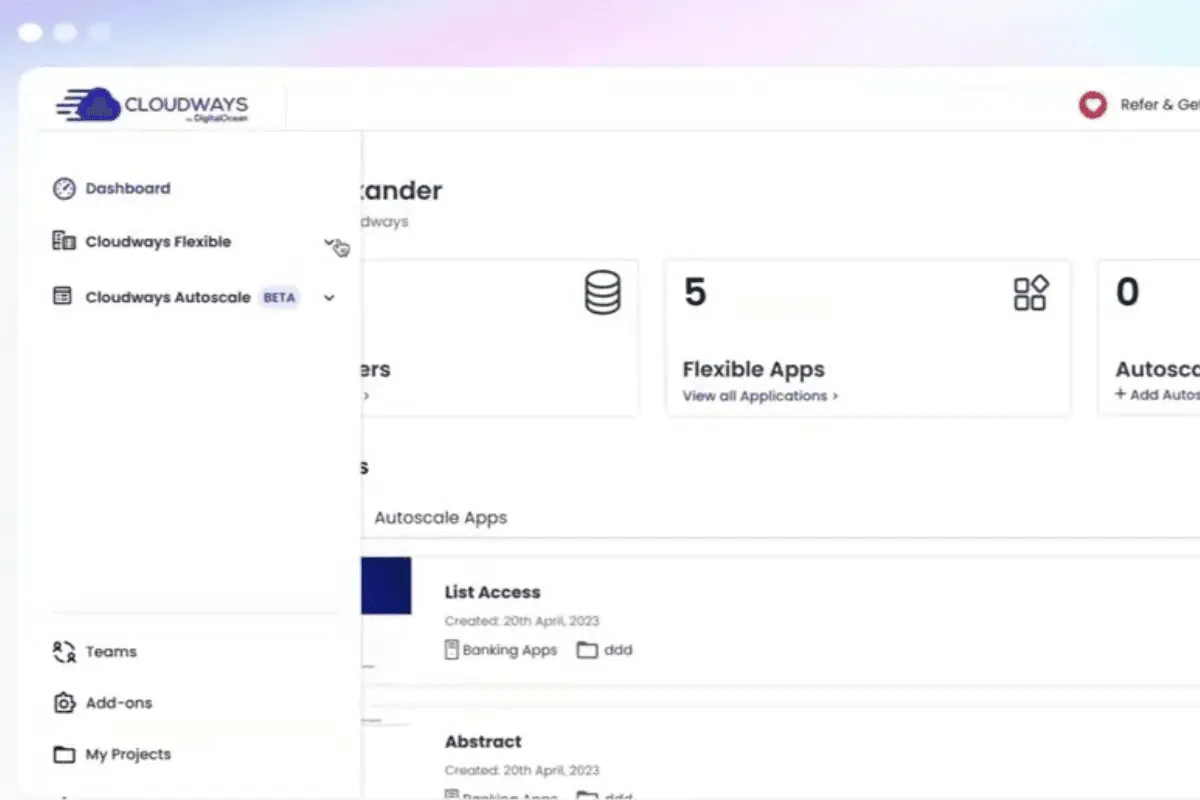 Cloudways dashboard