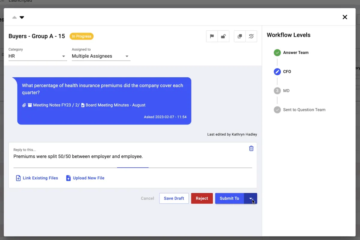 datasite diligence q and a