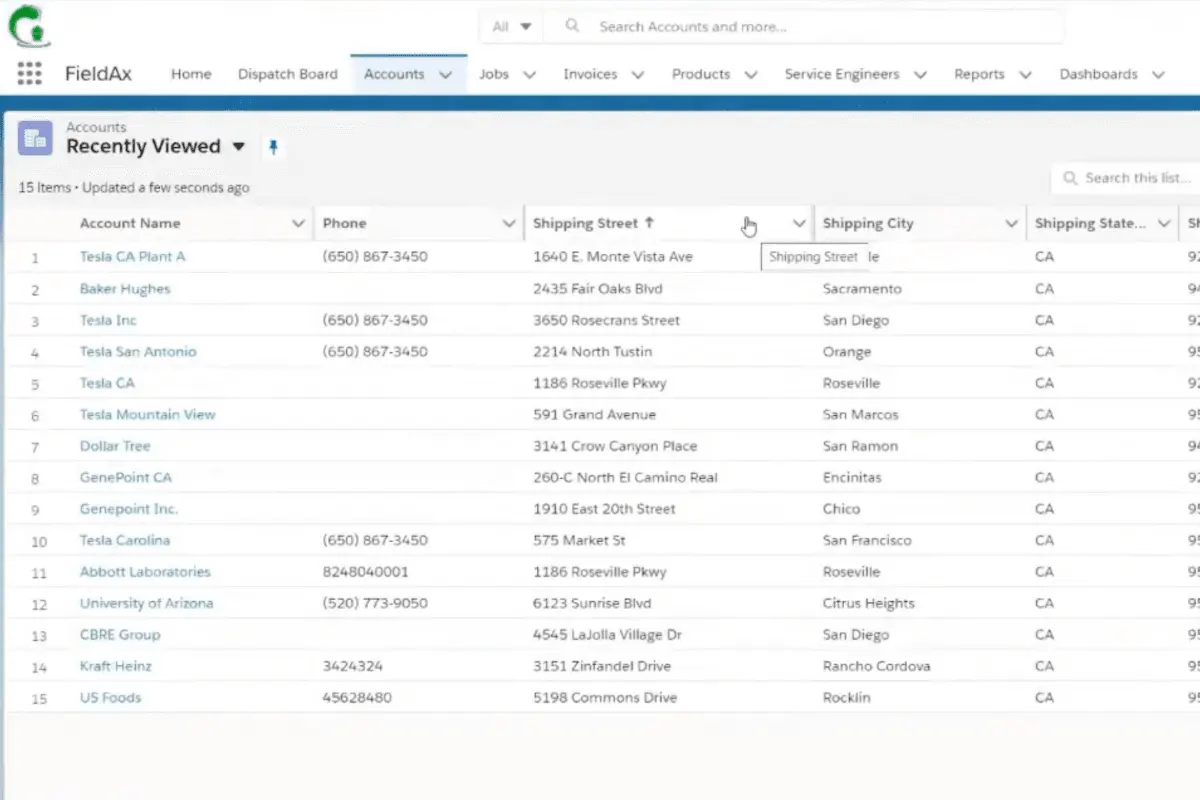 fieldax dashboard