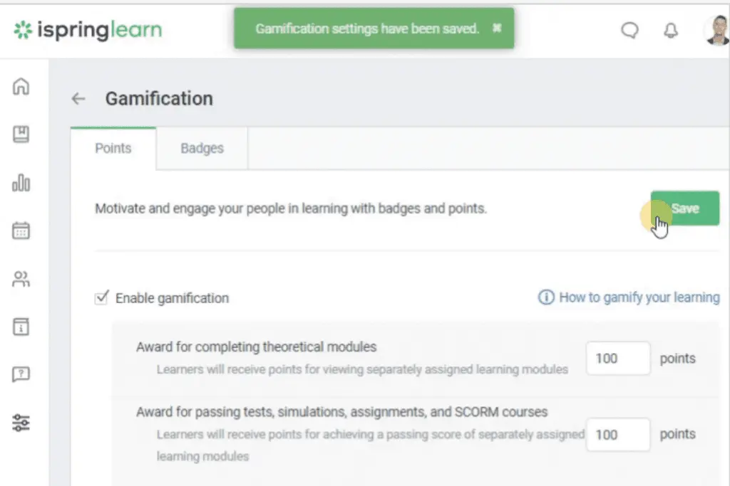 Enabling iSpring Learn gamification