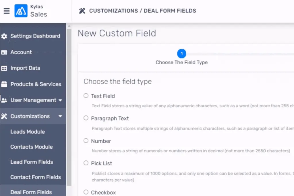 Kylas Sales CRM has customizable features that allow businesses to adjust the system to their needs and processes.