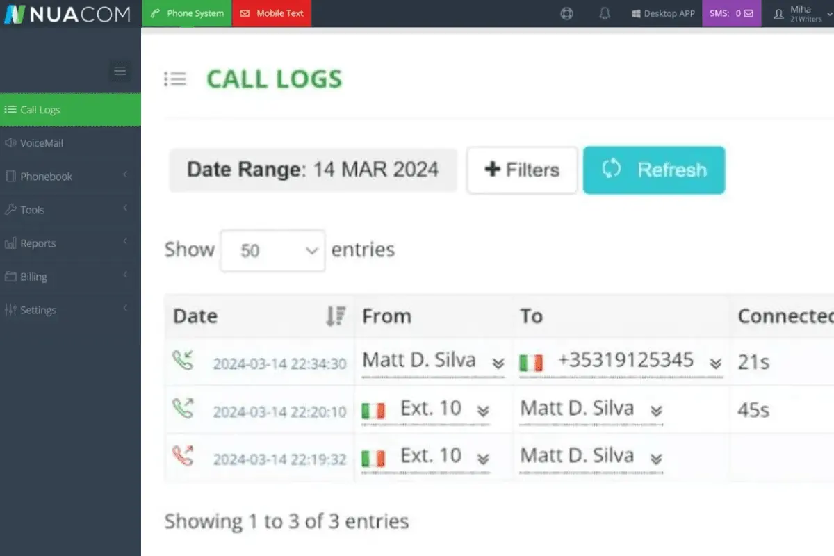 nuacom dashboard