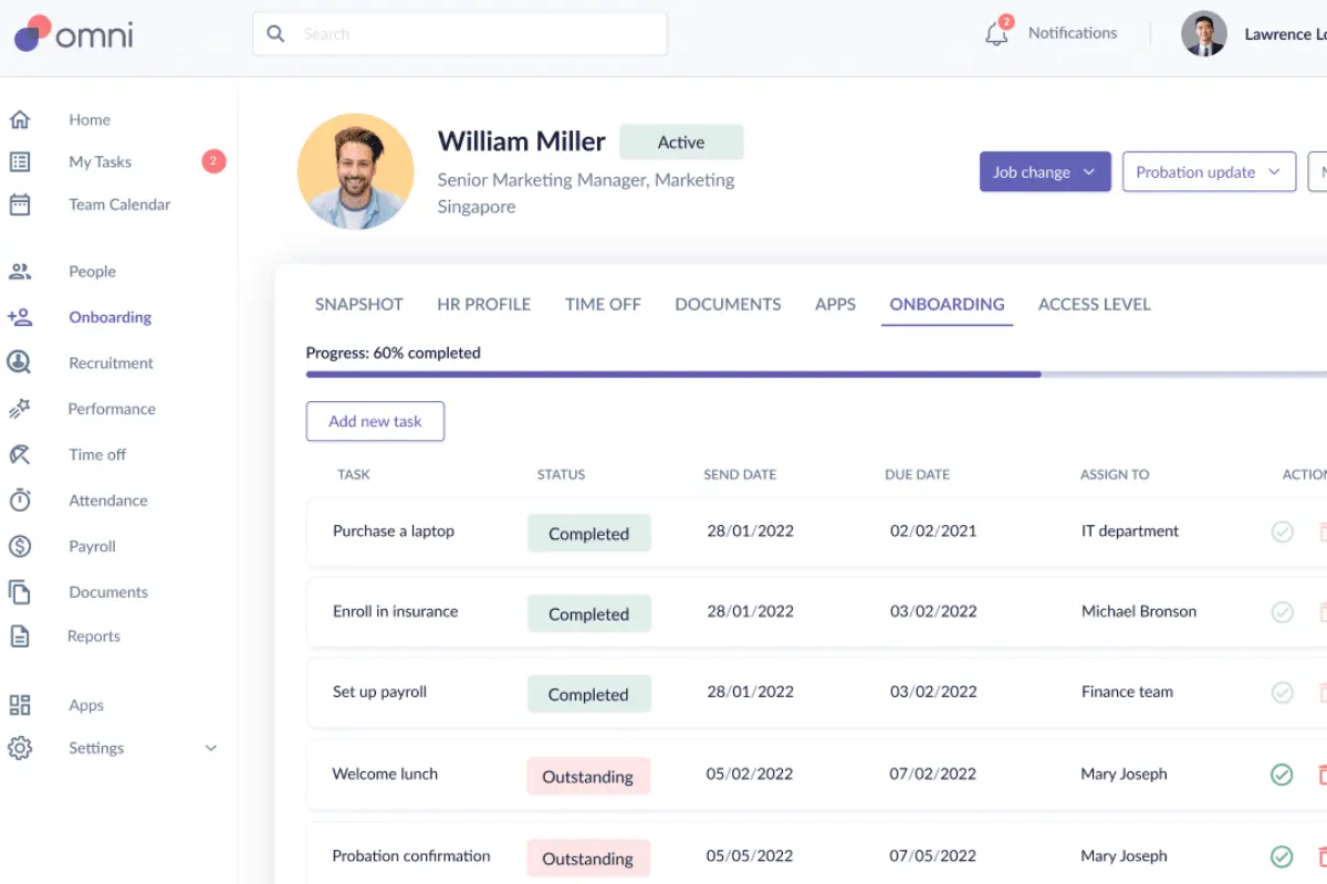 Omni HR dashboard