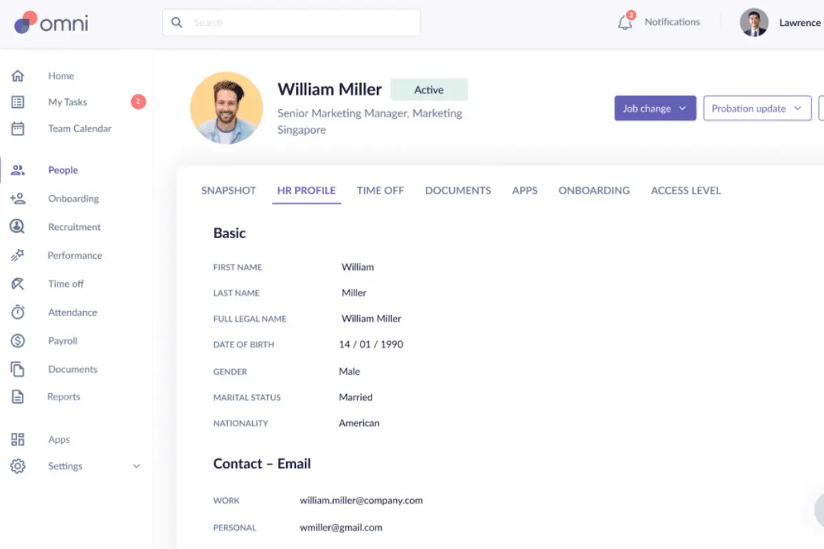 Omni HR employee database