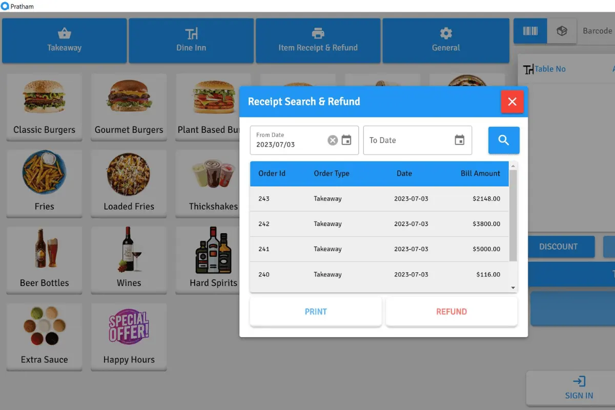 pratham restaurant pos sales monitoring