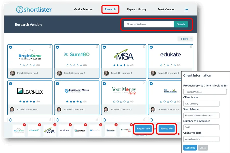 shortlister vendor