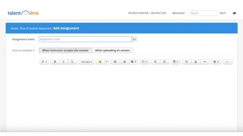Adding an assignment on TalentLMS