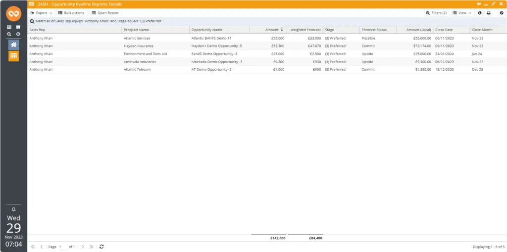 Workbook CRM opportunity pipeline