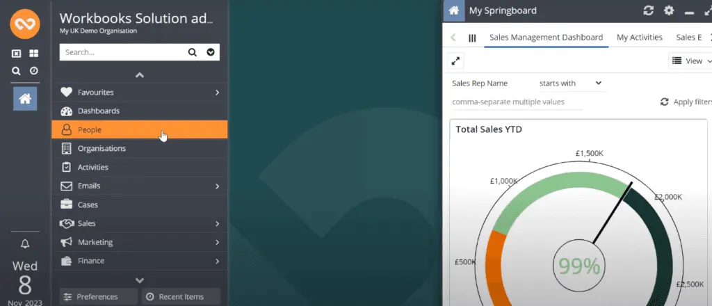 Workbooks CRM sales management
