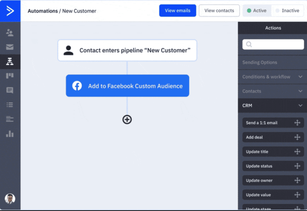 The ActiveCampaign for Sales Automation Features let you automate the creation and sending emails to customers.