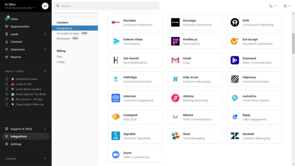 You can easily integrate your third party of choice with Close.