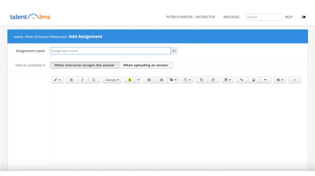 Adding an assignment on TalentLMS